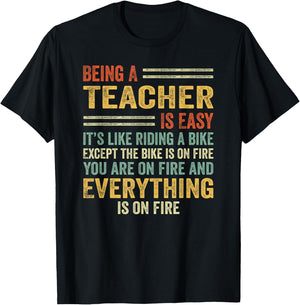 Being A Teacher Is Easy It's Like Riding A Bike - Funny T-Shirt - T-Shirt | Black