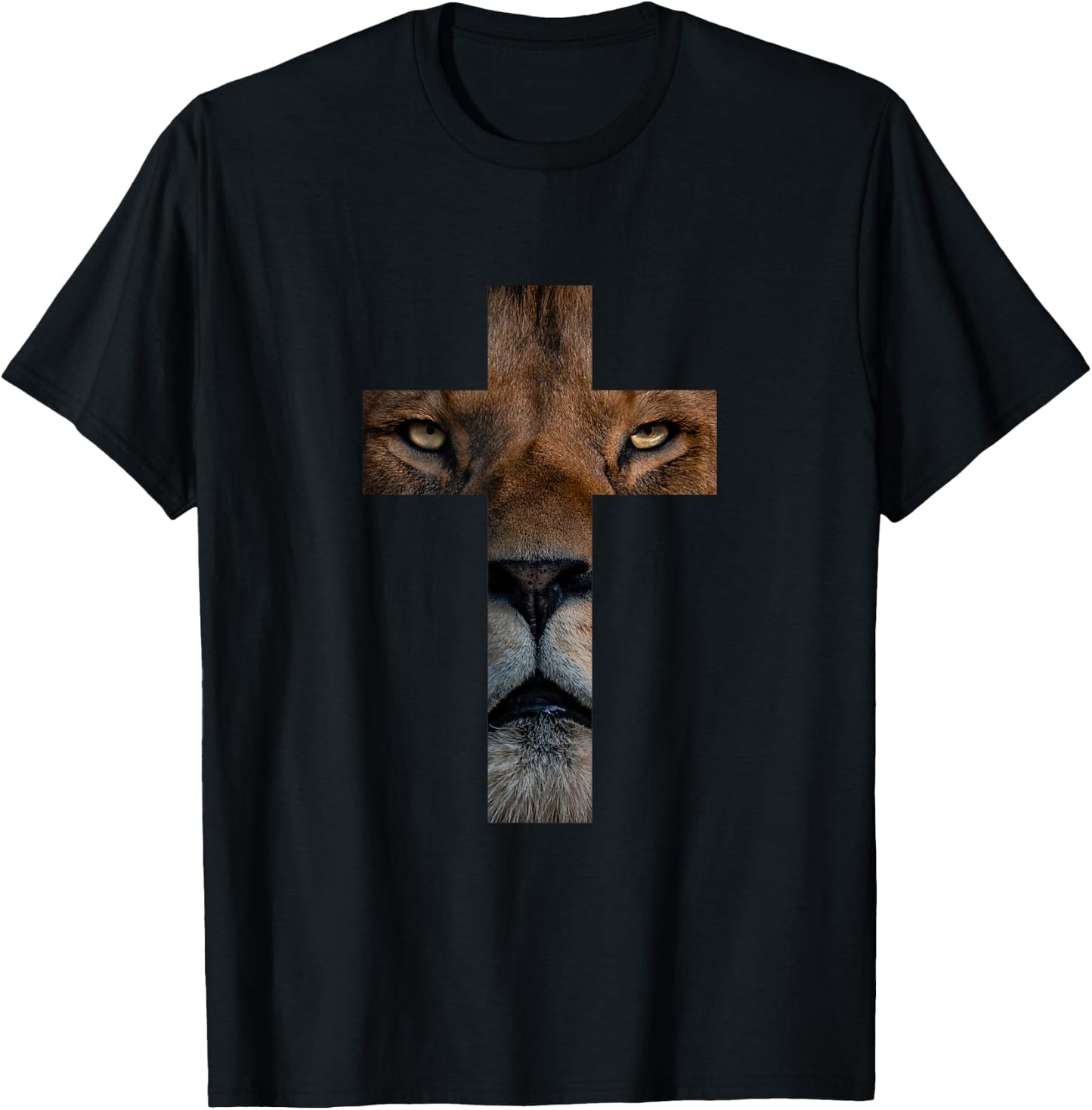 Lion Cross King Lord Jesus Bible Judah T-Shirt - T-Shirt | Black