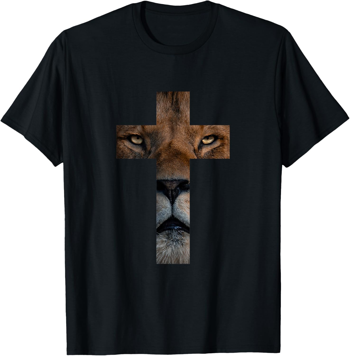Lion Cross King Lord Jesus Bible Judah T-Shirt - T-Shirt | Black