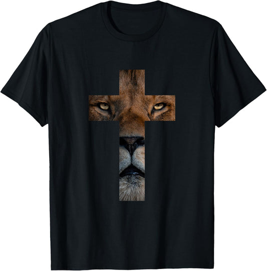 Lion Cross King Lord Jesus Bible Judah T-Shirt - T-Shirt | Black