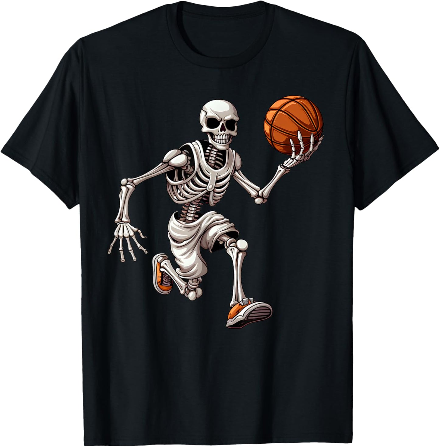 Basketball Skeleton Playing Basketball Halloween Skull Lover T-Shirt - T-Shirt | Black