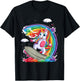 Cute Unicorn Girls Women Unicorn Surfing on Rainbow Wave T-Shirt - T-Shirt | Black