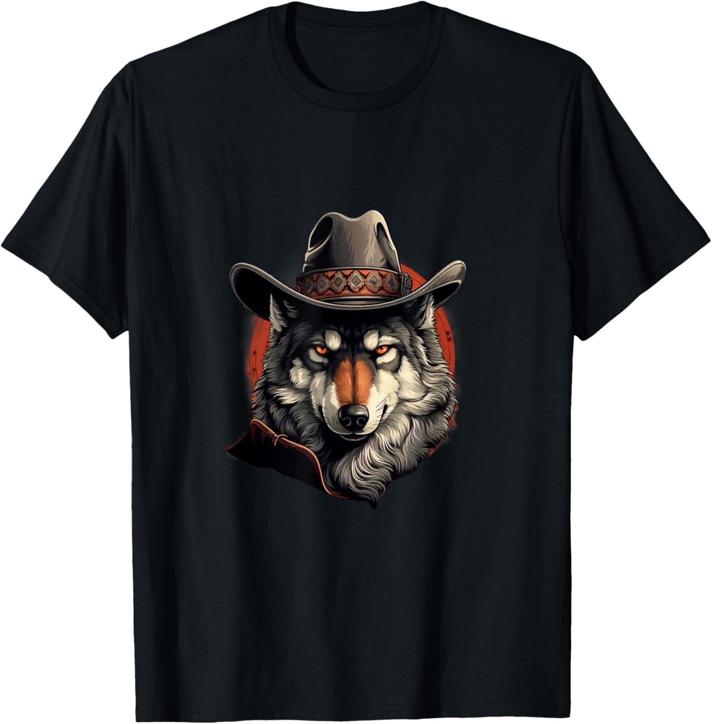 Wolf Cowboy Hat Cowgirl Western Wolf Wolves Lovers T-Shirt - T-Shirt | Black