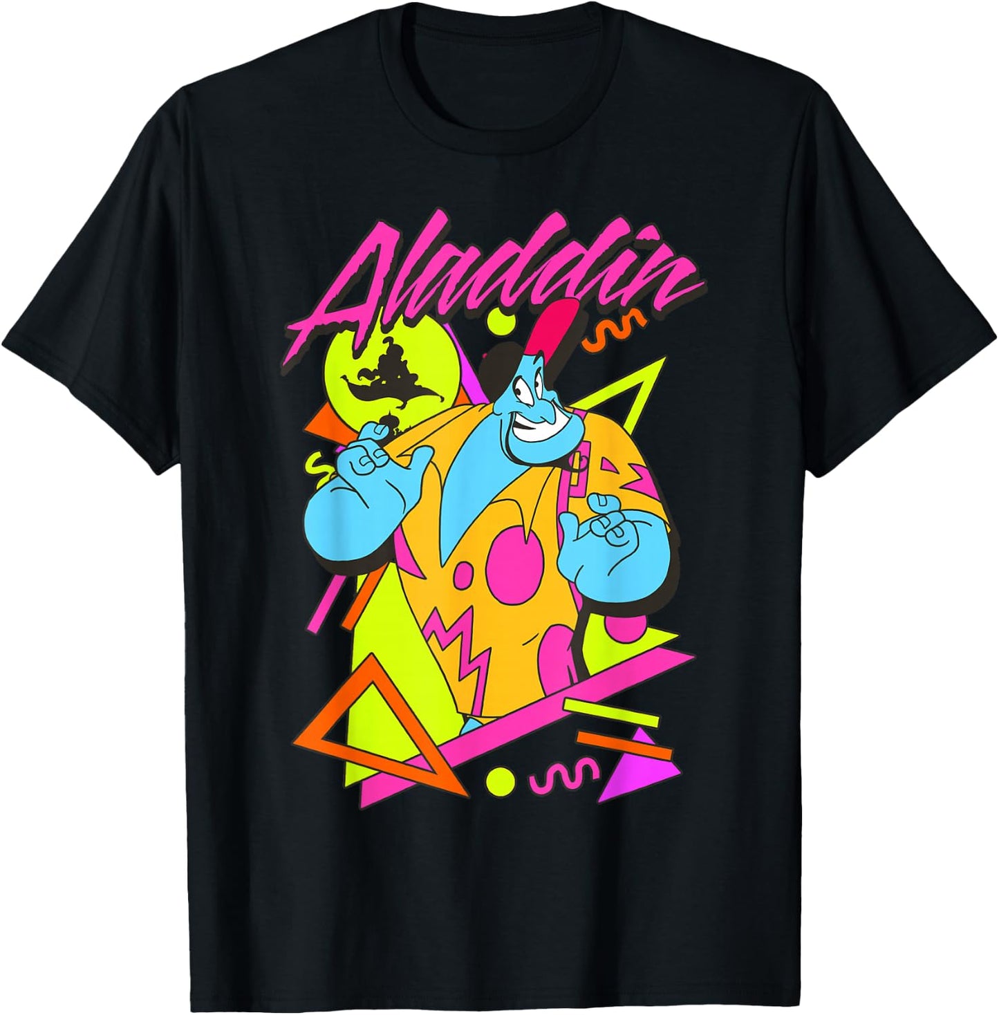 Disney Aladdin Genie 90's Style Retro Vintage Portrait T-Shirt - T-Shirt | Black