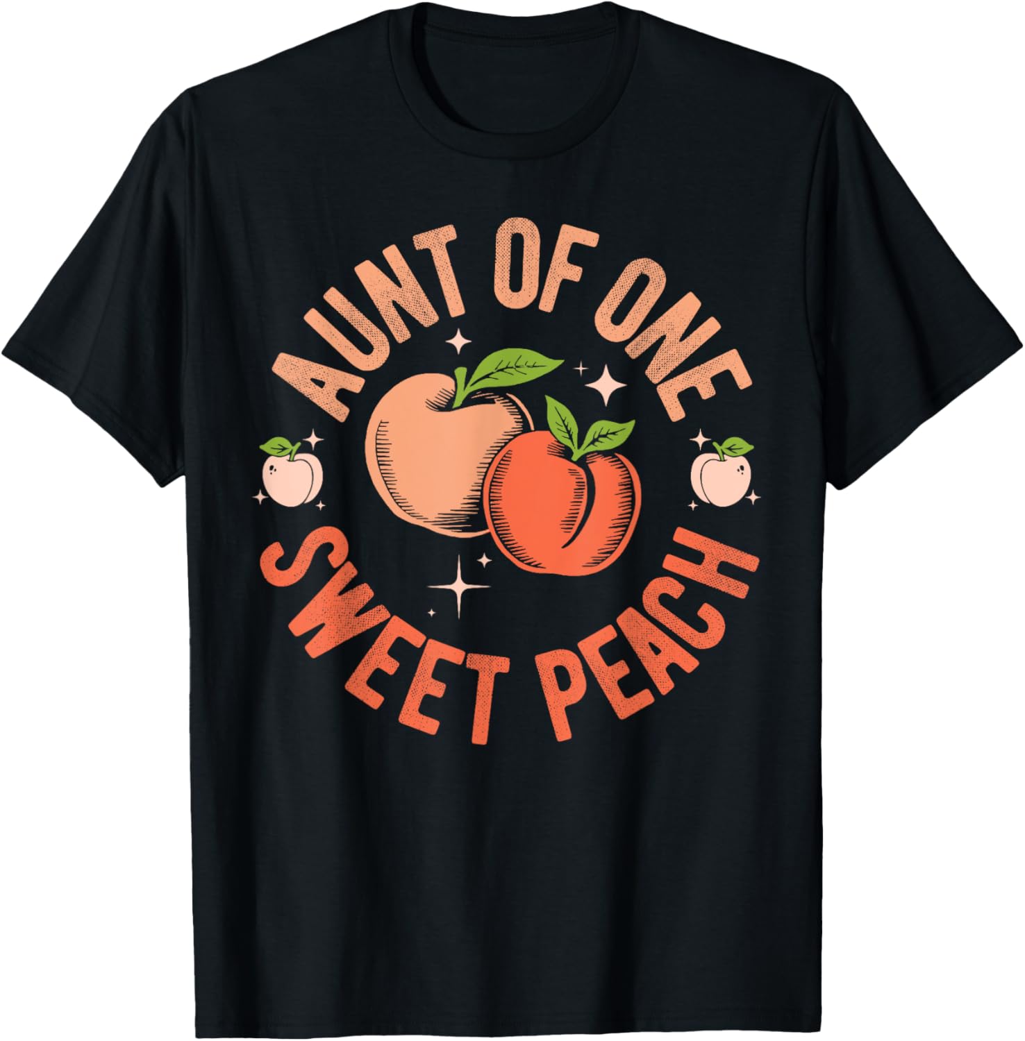 Aunt First Birthday One Sweet Peach Bday Family Matching T-Shirt - T-Shirt | Black
