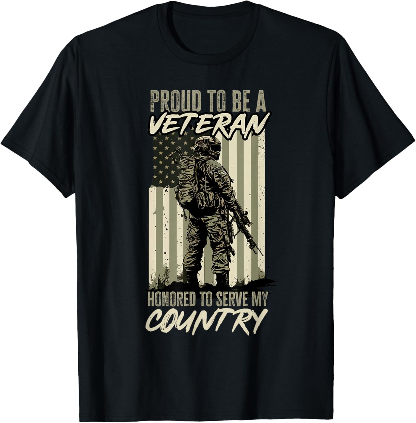 Veteran US Patriotic Proud to be a veteran T-Shirt - T-Shirt | Black