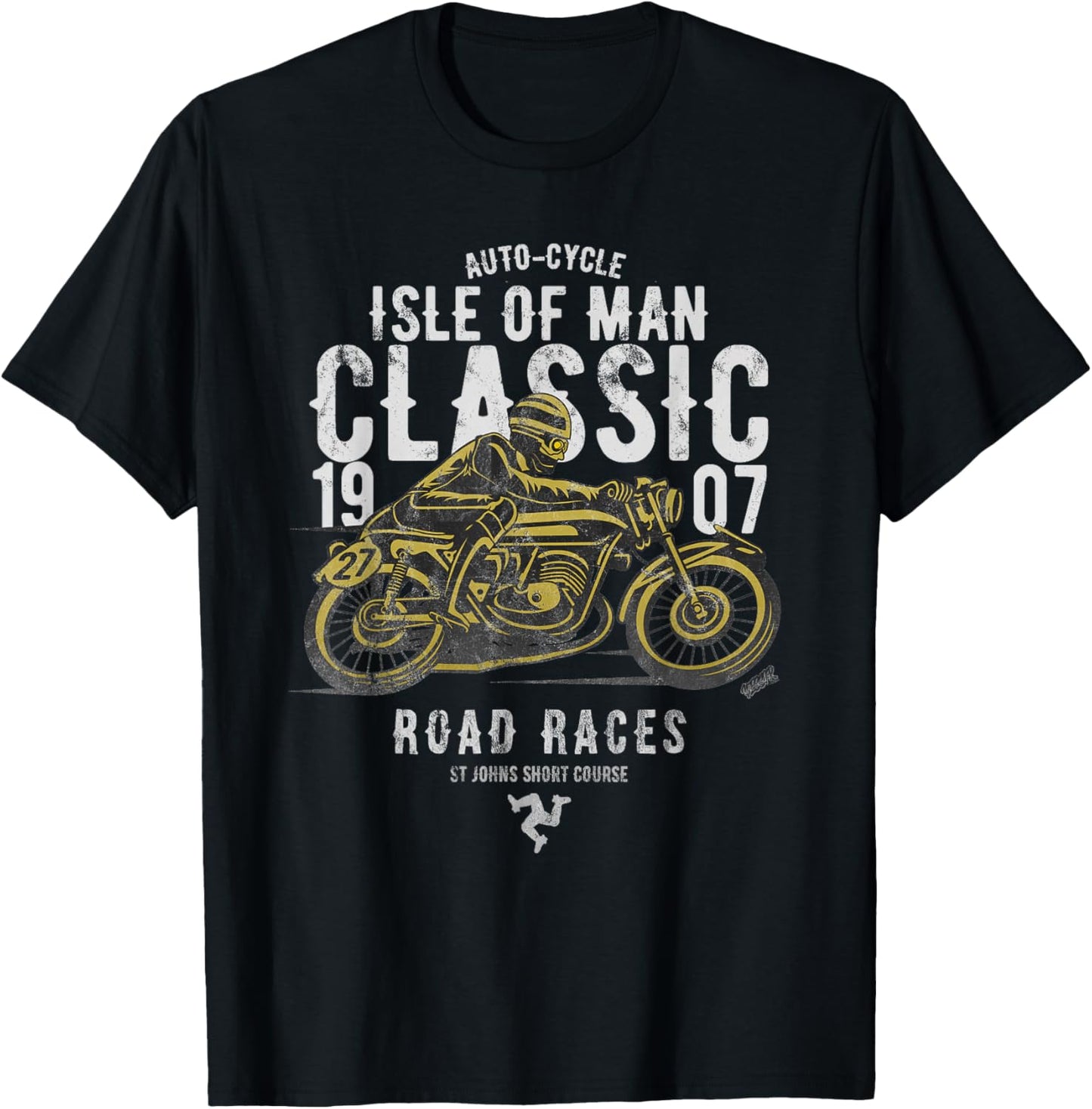 Isle of Man Manx Moto Race Vintage Biker Manx Classic T-Shirt - T-Shirt | Black
