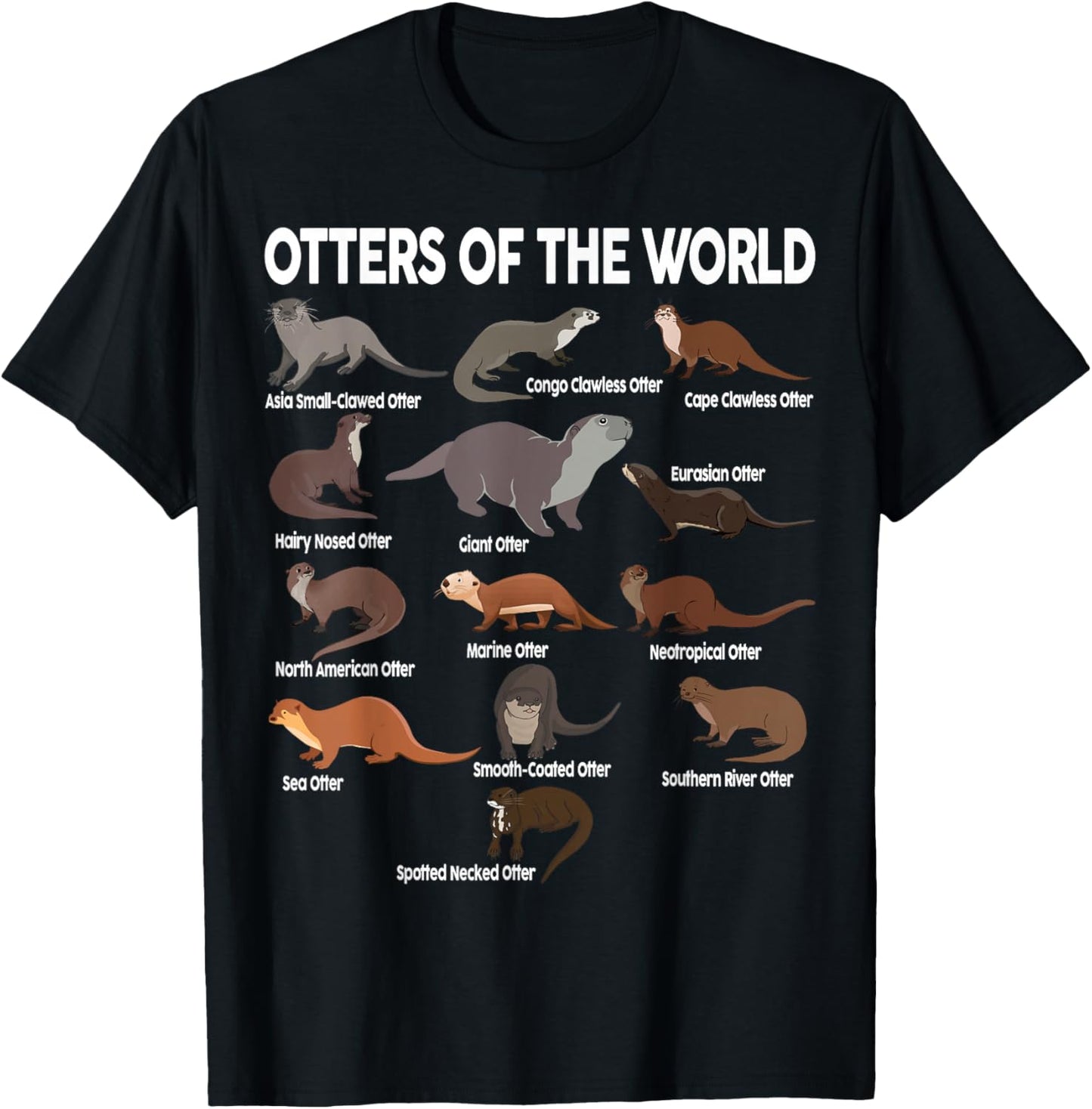 Otters- of The World Kids Girls Men Boy Blue Sea Otter T-Shirt - T-Shirt | Black