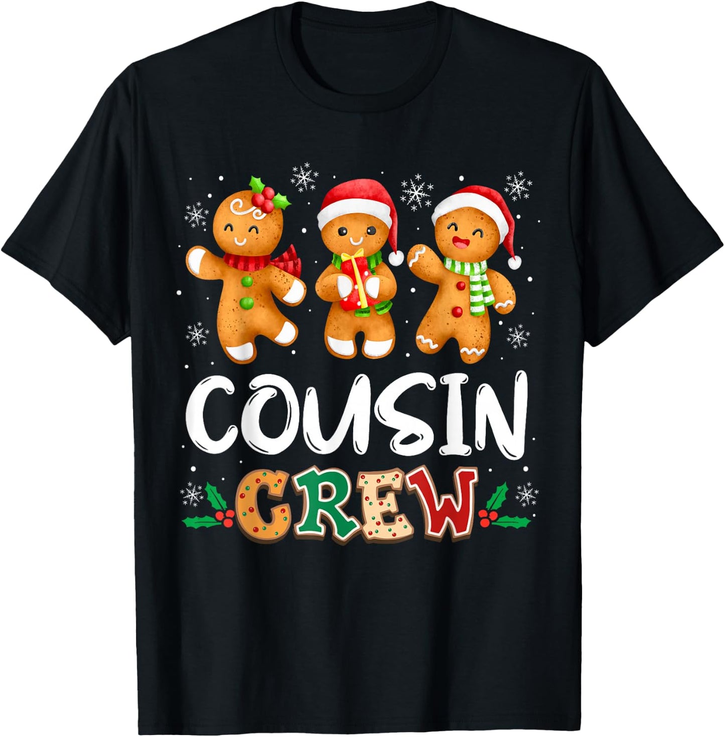 Cousin Crew Christmas Pajama Shirt Gingerbread Man T-Shirt - T-Shirt | Black