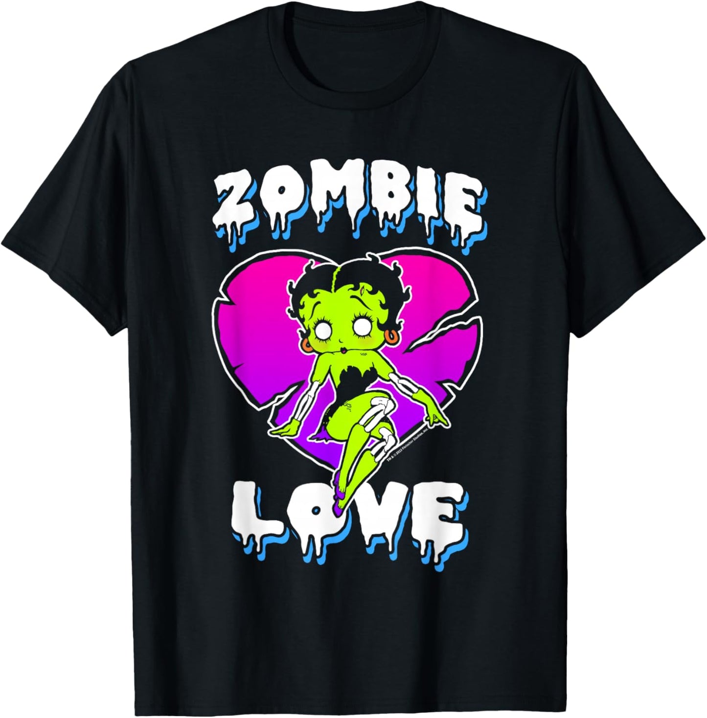 Betty Boop Halloween Zombie Love Death Heart Logo T-Shirt - T-Shirt | Black