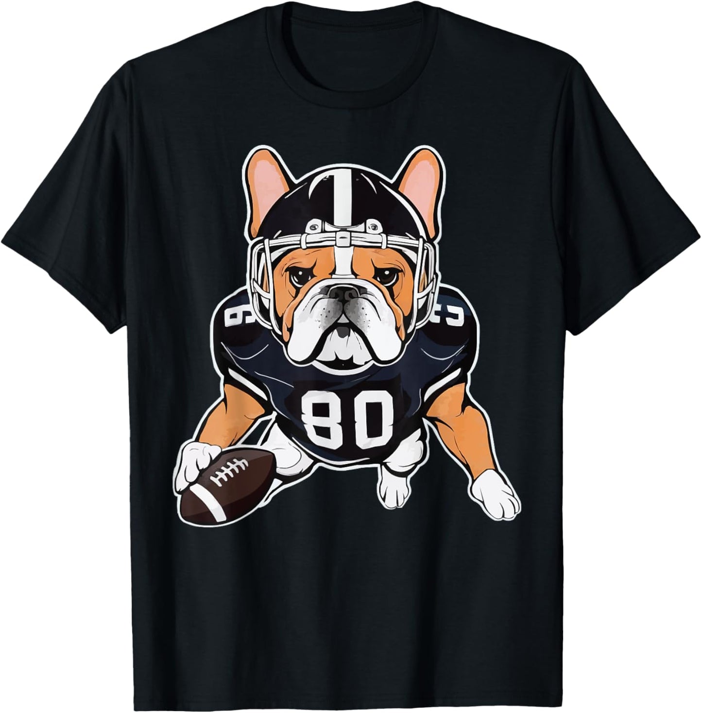 Funny Dog Lover French Bulldog American Football Player T-Shirt - T-Shirt | Black