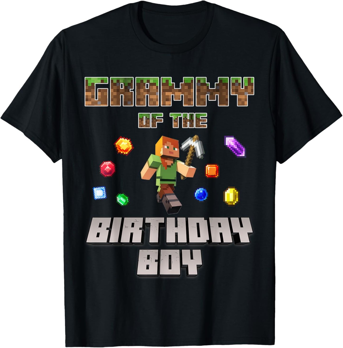Grammy Of The Birthday Boy Video Gamer Pixel Number T-Shirt - T-Shirt | Black