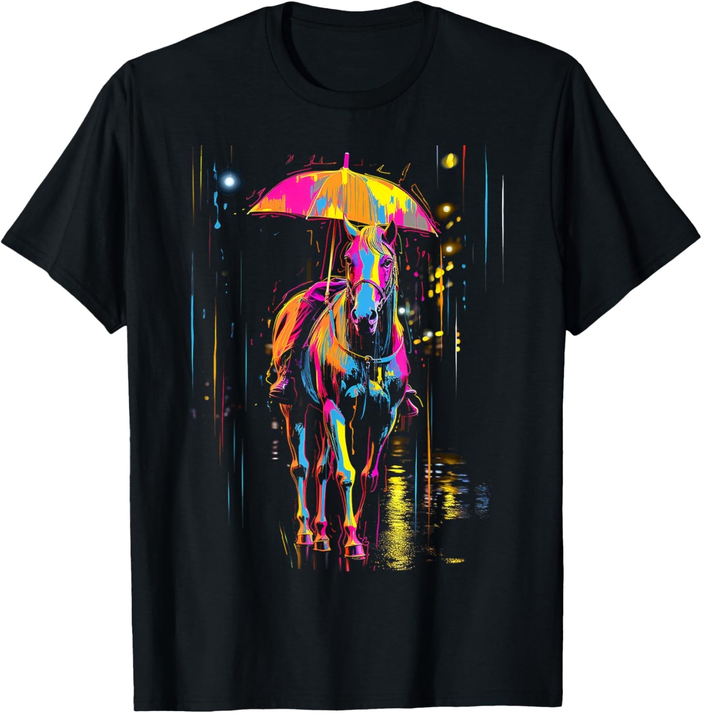 Horse Art Abstract Animal Colorful Artwork Graphic Horse T-Shirt - T-Shirt | Black
