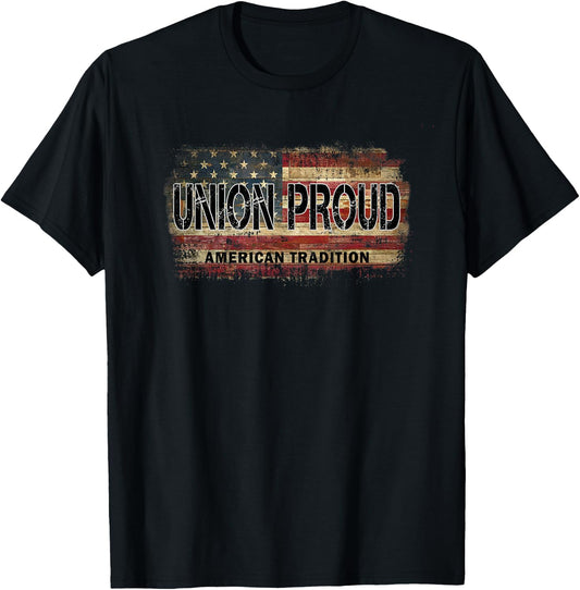 American Flag Vintage Union Proud T-Shirt - T-Shirt | Black