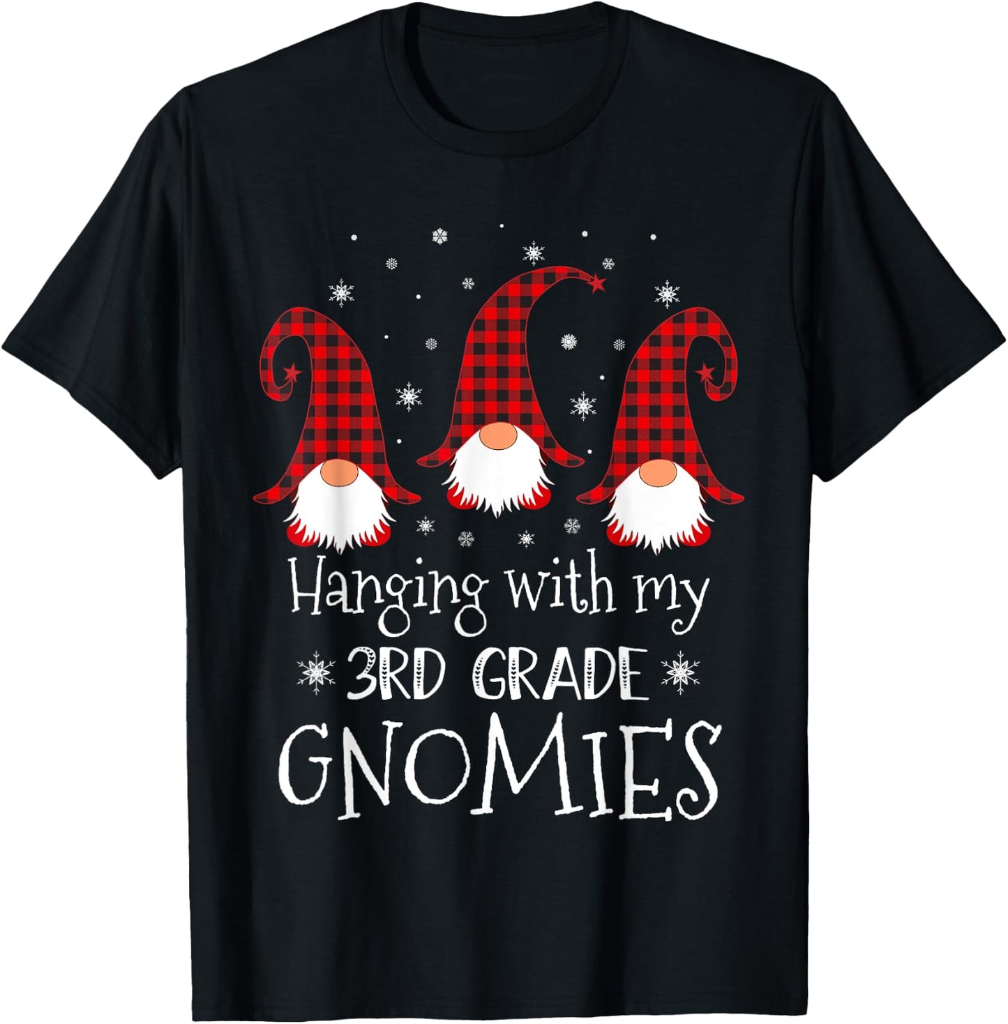 Hanging With My 3rd Grade Gnomies - Teacher Christmas Gnome Women Kids T-Shirt - T-Shirt | Black