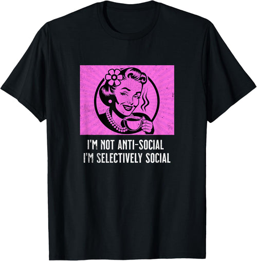 Retro Woman Coffee Funny Sarcastic Selectively Social Meme