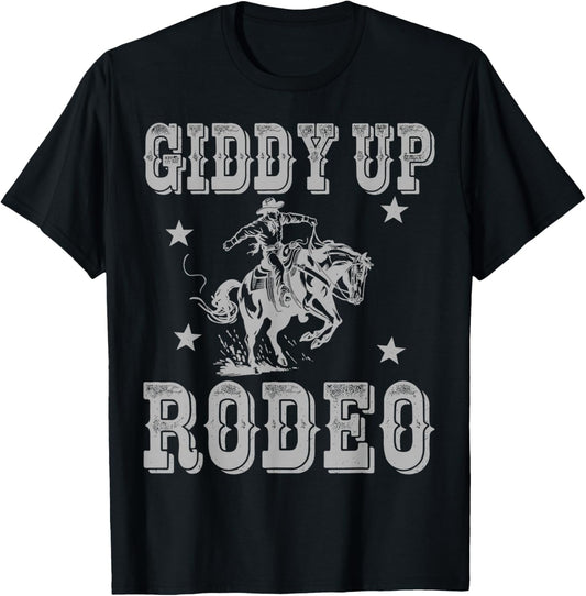 Western Cowboy Howdy Rodeo Southern Vintage Men and Women T-Shirt - T-Shirt | Black
