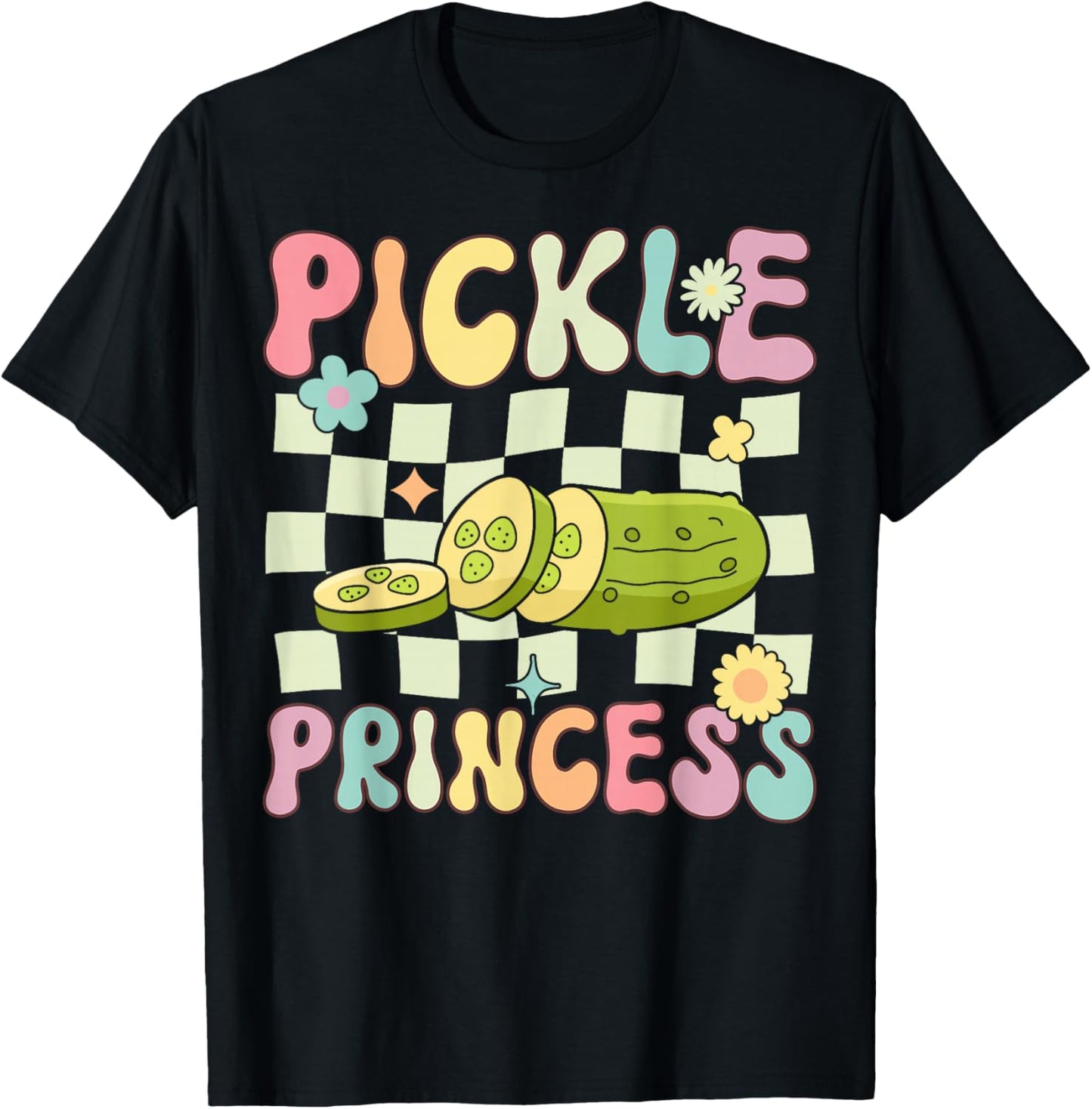 Pickle Princess Groovy Funny Pickle Girl Cucumber T-Shirt - T-Shirt | Black