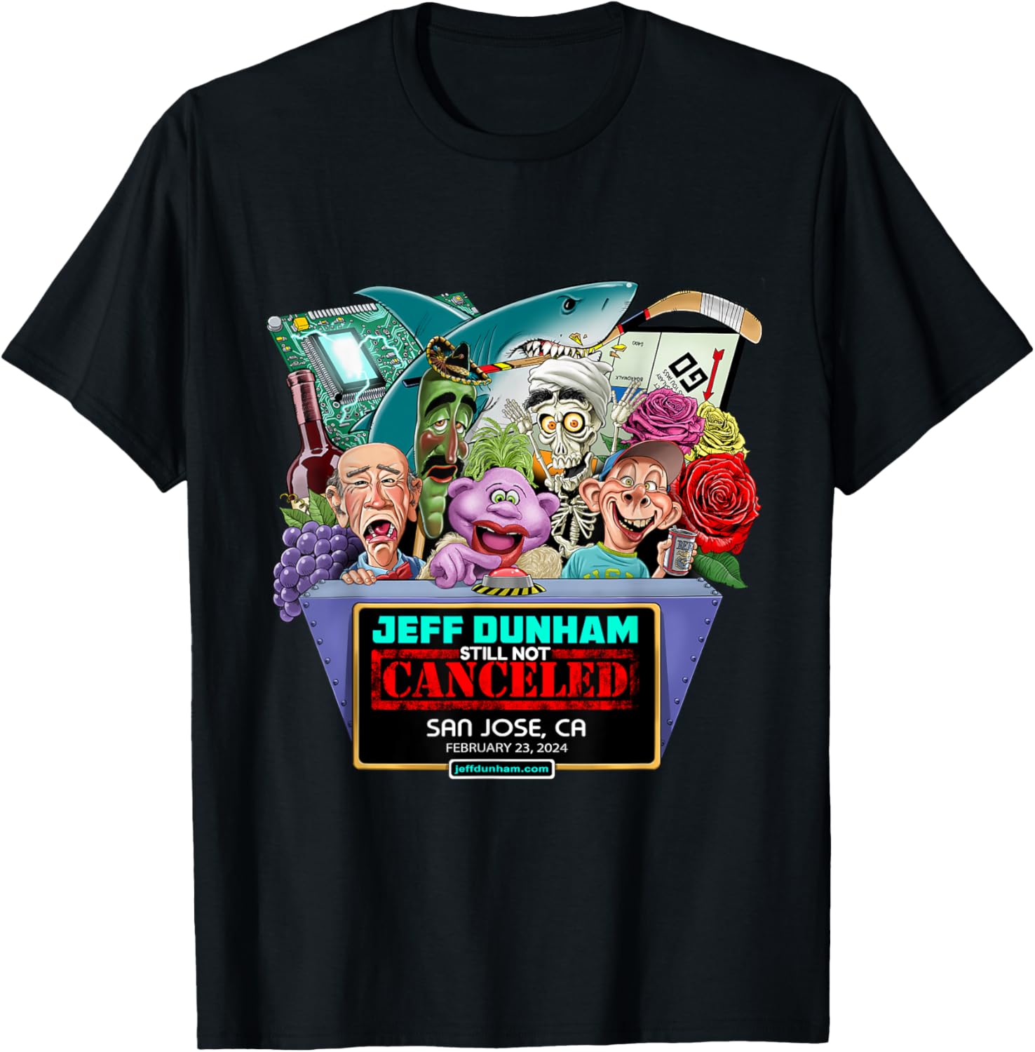 Jeff Dunham San Jose, CA (2024) T-Shirt - T-Shirt | Black