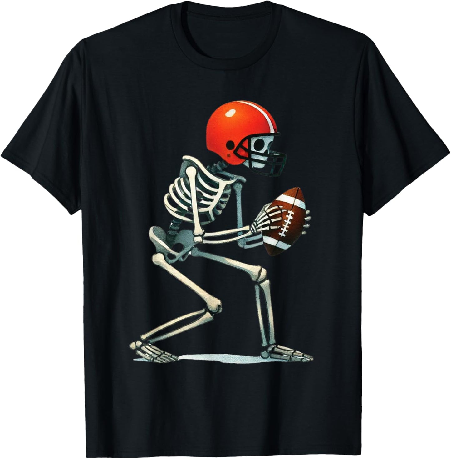 Skeleton Football Halloween Costume Funny Men Boys Kids T-Shirt - T-Shirt | Black