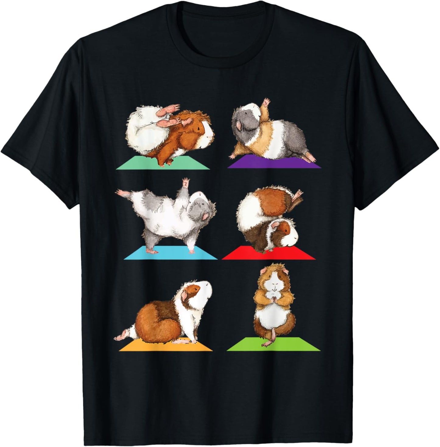 Guinea Pig Yoga - Fitness Exercise Animal Rodent Pet Lover T-Shirt - T-Shirt | Black
