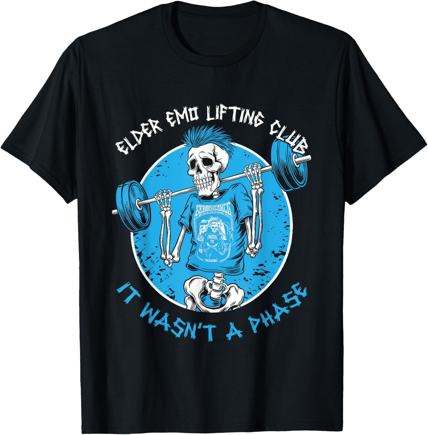 Elder Emo Lifting Club -Adults Black Short Sleeve Classic Modern Cartoon T-Shirt - T-Shirt | Black