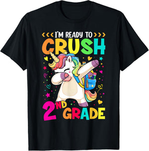 Crush 2nd Grade Dabbing Unicorn Back to School Girls Kids T-Shirt - T-Shirt | Black