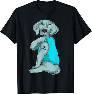 Weimaraner I Love Dad Tattoo Apparel, Dog Dad Gifts Dads T-Shirt - T-Shirt | Black