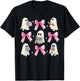 Little Pink Bow Ghost Reading Books Halloween Coquette Book T-Shirt - T-Shirt | Black