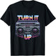 Retro Boombox Turn It Up Style Graphic T-Shirt - T-Shirt | Black