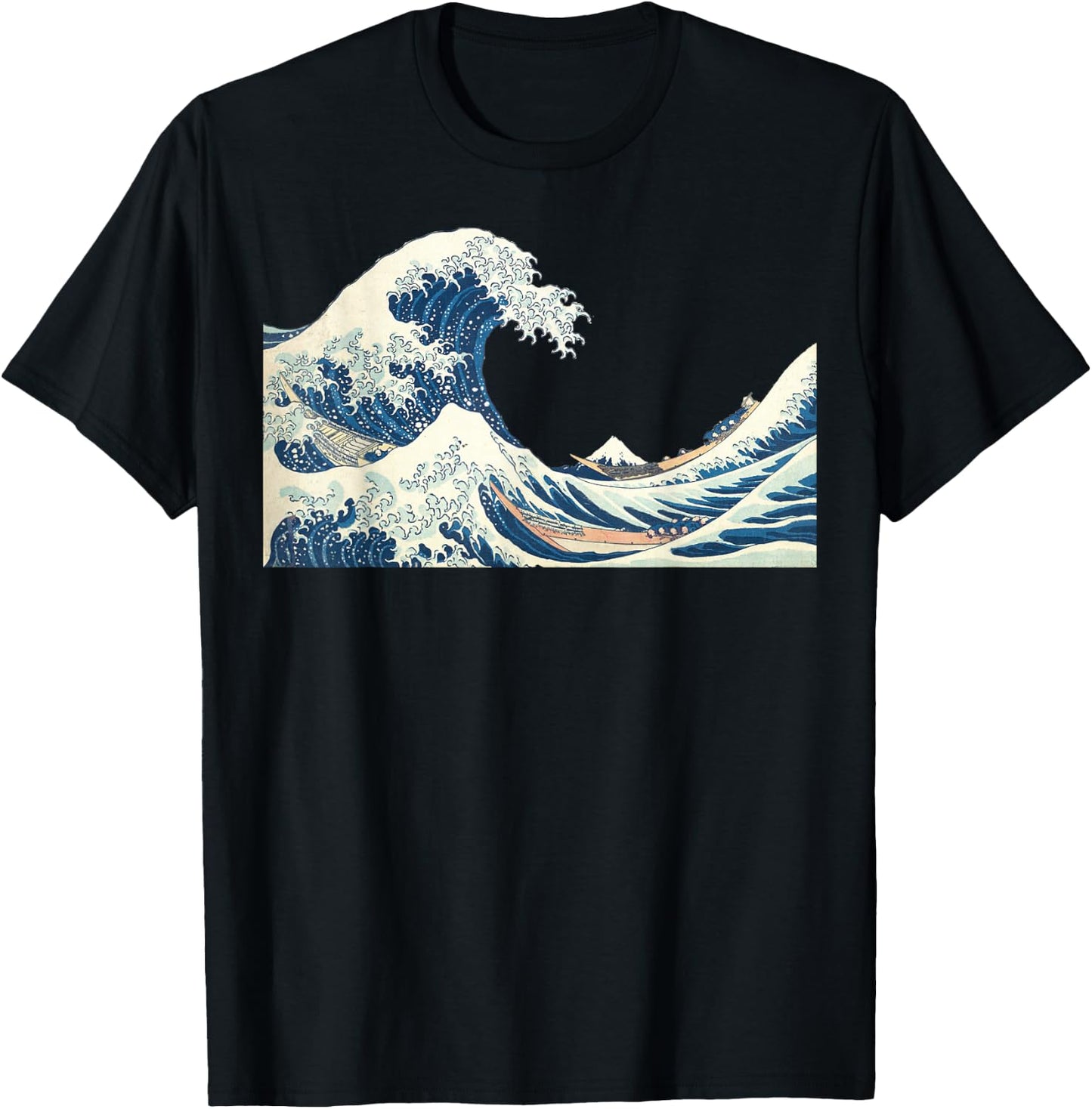 Great Wave Off Kanagawa Katsushika Hokusai Surfing Ocean T-Shirt - T-Shirt | Black