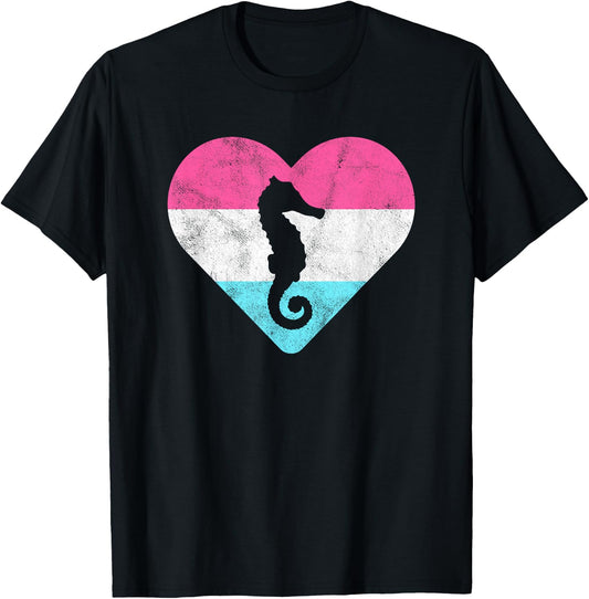 Retro Vintage Seahorse Gift or Girls T-Shirt - T-Shirt | Black