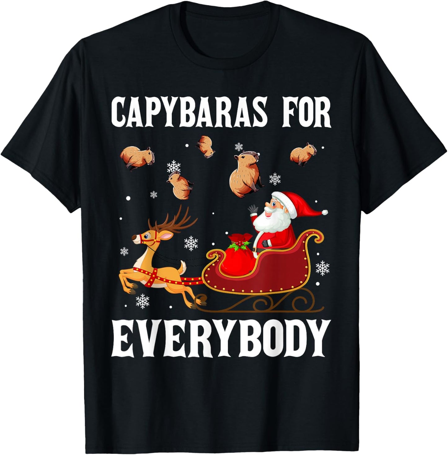 Capybaras For Everybody Christmas Santa Claus Capybara Xmas T-Shirt - T-Shirt | Black