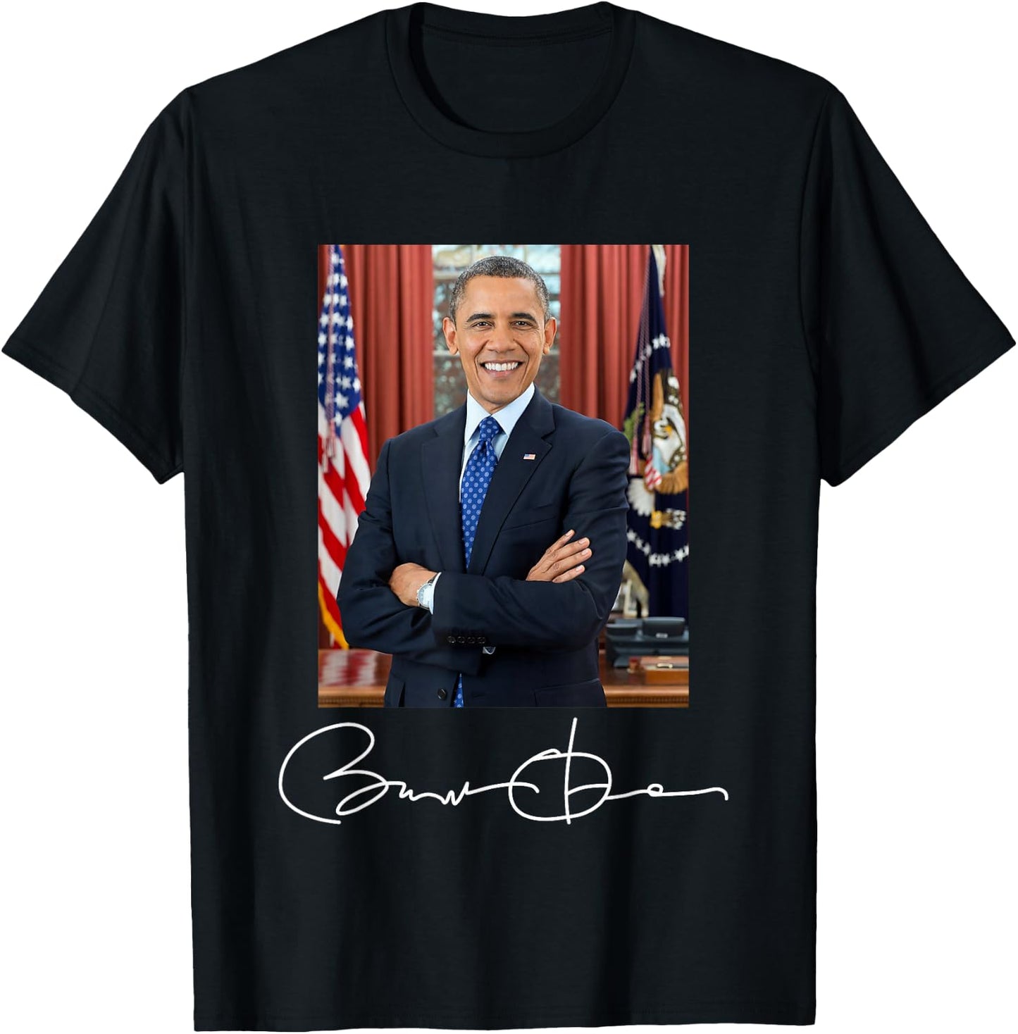 Barack Obama Signature and Portrait T-Shirt - T-Shirt | Black