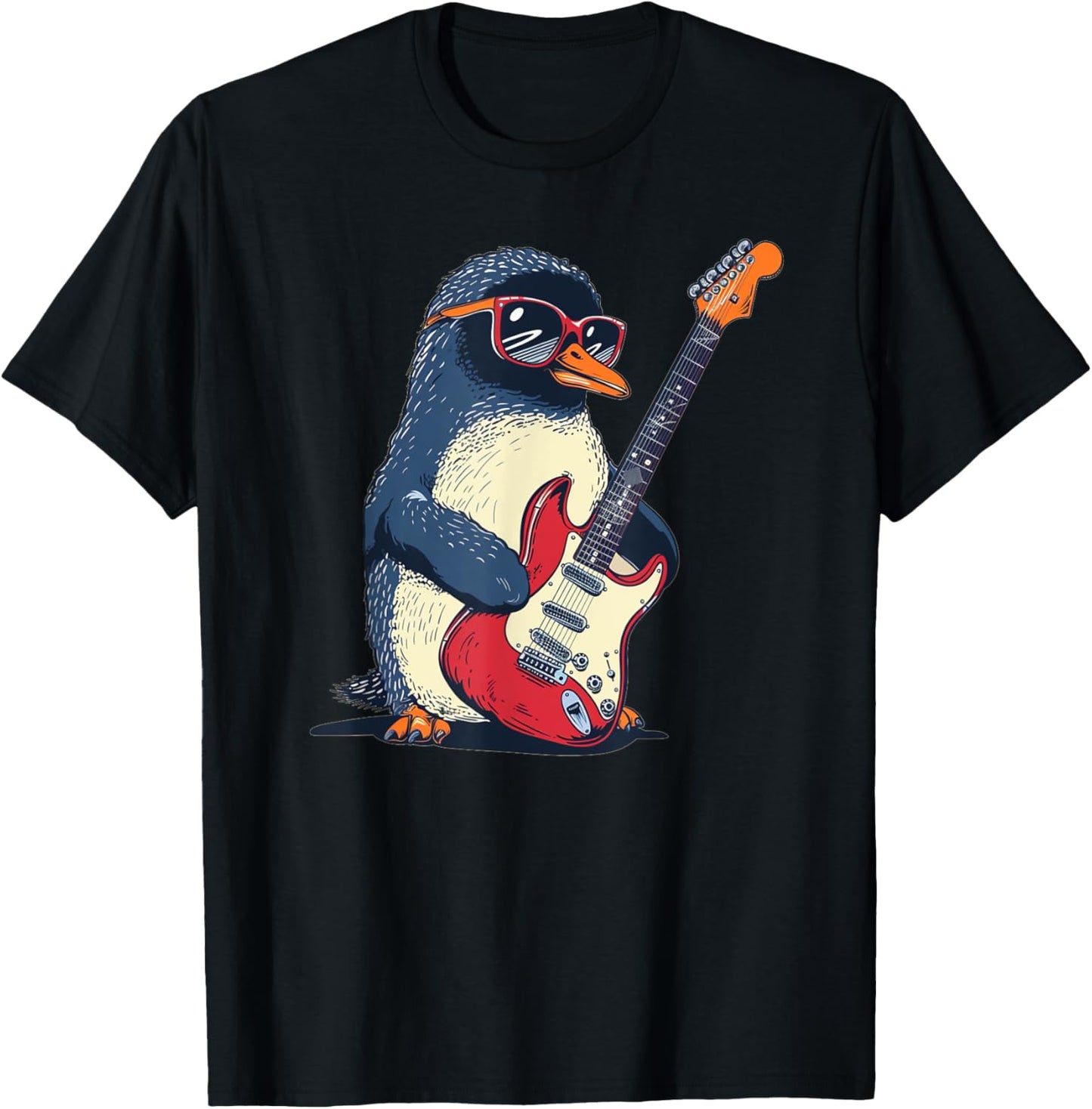 Nice Penguin Costume for emperor Penguin and Guitarists Fans T-Shirt - T-Shirt | Black
