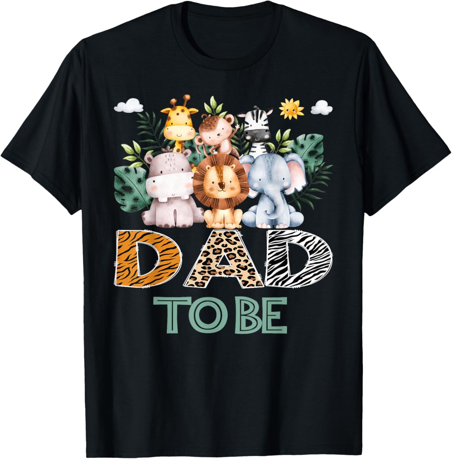 Soon To Be Dad Jungle Animal Safari Gender Reveal T-Shirt - T-Shirt | Black