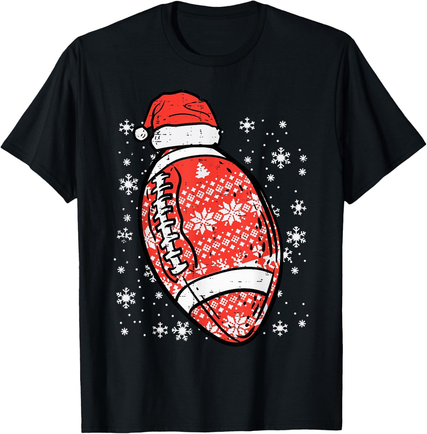 Christmas American Football Santa Xmas Sports Men Boys Kids T-Shirt - T-Shirt | Black