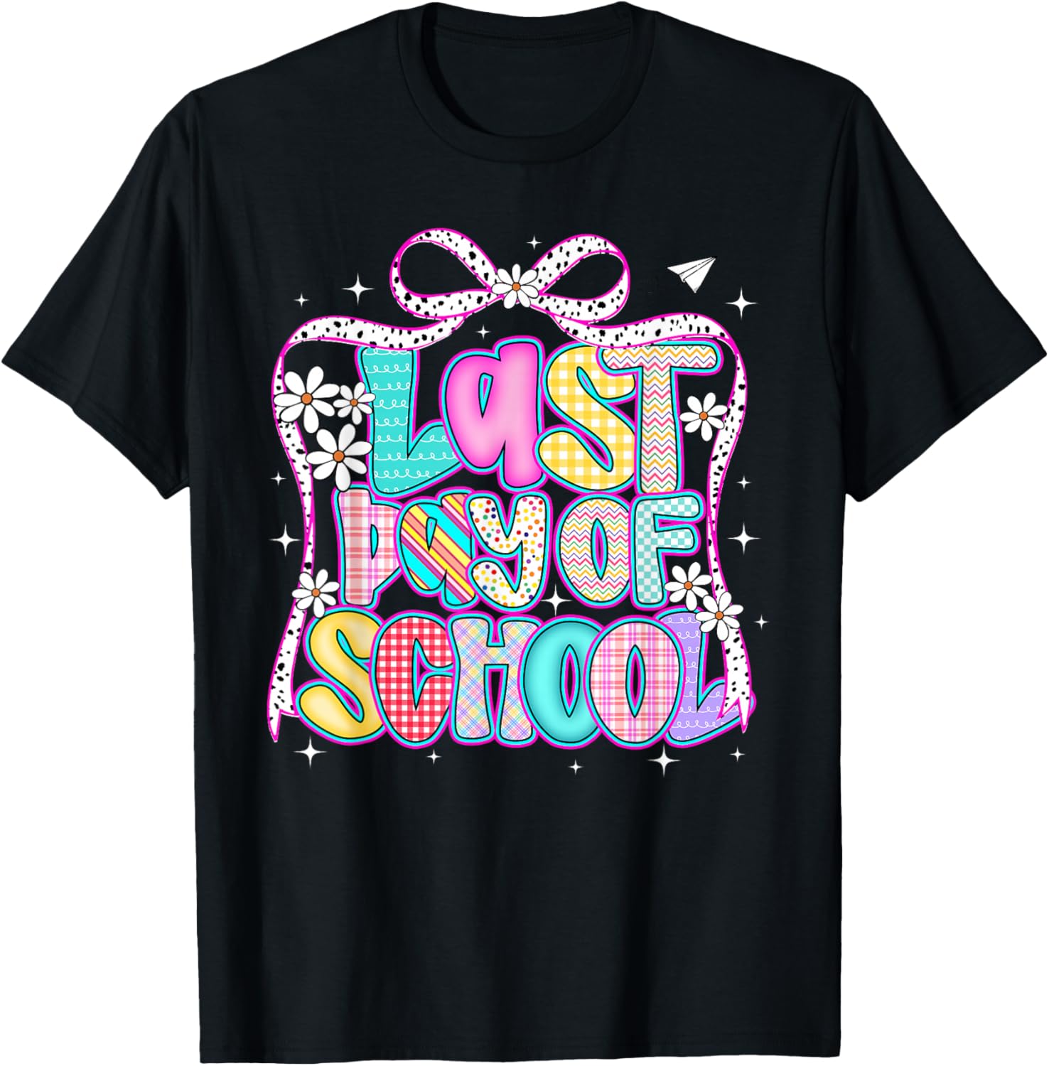 Happy Last Day of School Graduation Girls Teacher Coquette T-Shirt - T-Shirt | Black