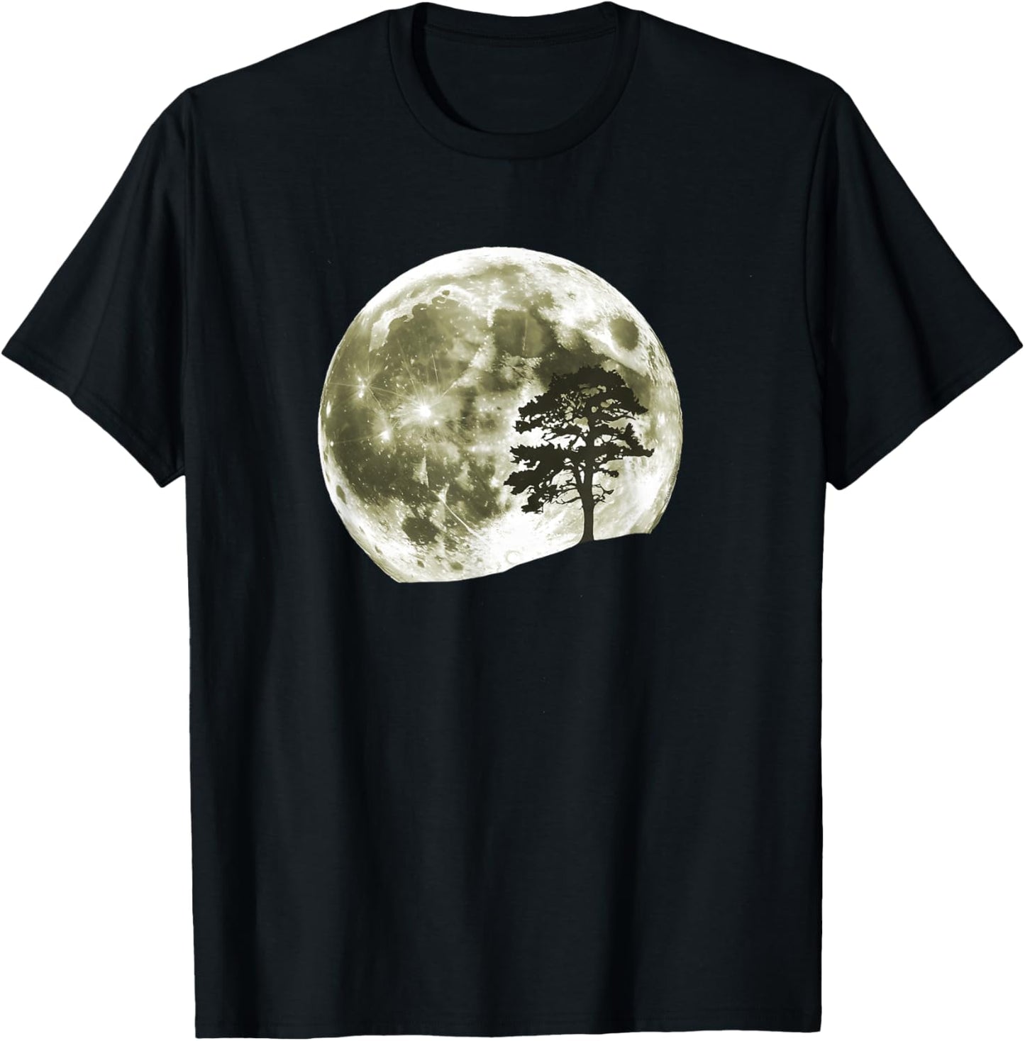 Trees Nature Mountains Full Moon Adventure Outdoor Wildlife T-Shirt - T-Shirt | Black