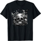 Skull with Vibrant Butterfly flower and mushroom T-Shirt - T-Shirt | Black