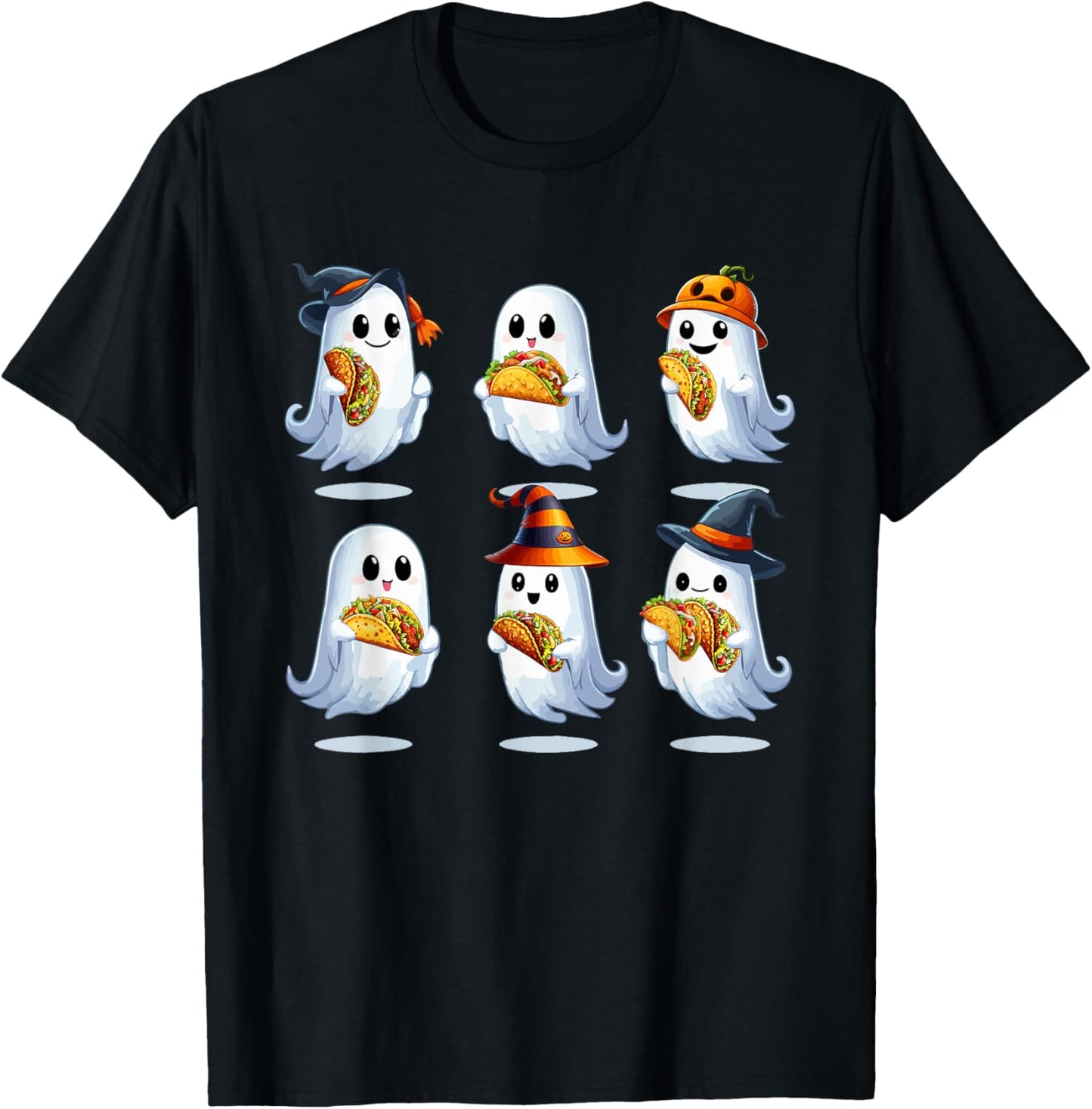 Group Boo Ghosts Eating Tacos Halloween Food Lover Kids T-Shirt - T-Shirt | Black