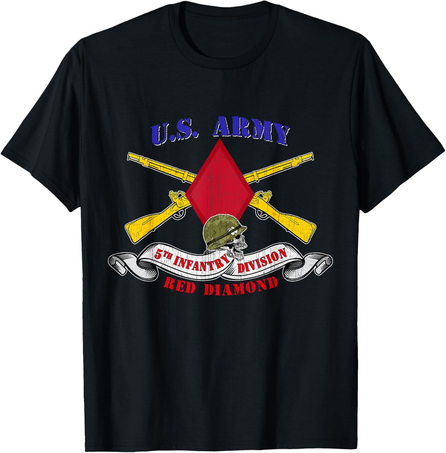 5th Infantry Division 5th ID Red Diamond Veteran Gifts T-Shirt - T-Shirt | Black