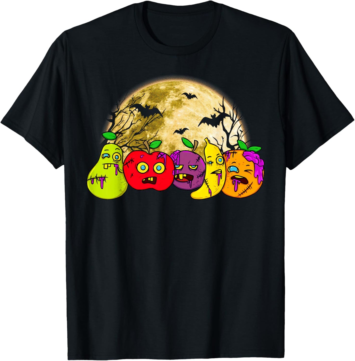Halloween Scary Vegan Vegetarian Zombie Fruits Vegetable T-Shirt - T-Shirt | Black