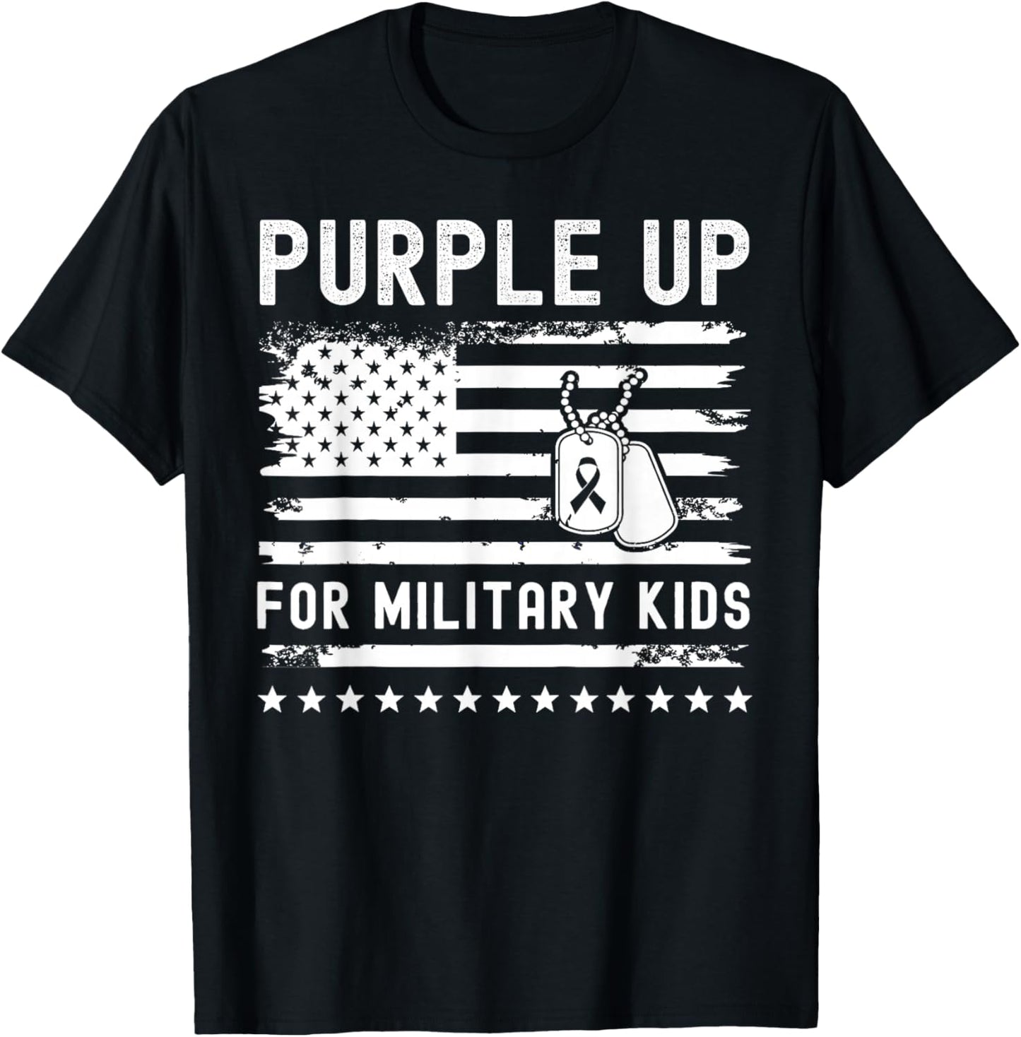 Purple Up For Military Kids USA Flag Military Child Month T-Shirt - T-Shirt | Black