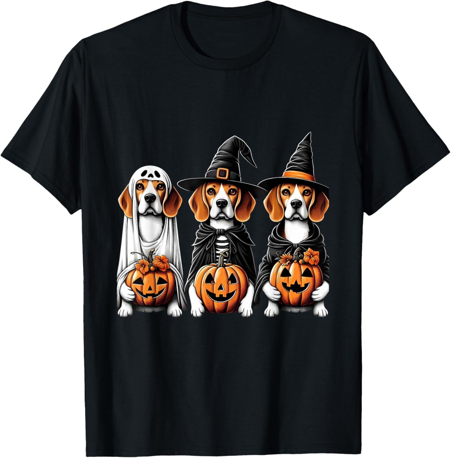 Beagle Ghost Halloween Dog Lovers Men Women Kids T-Shirt - T-Shirt | Black
