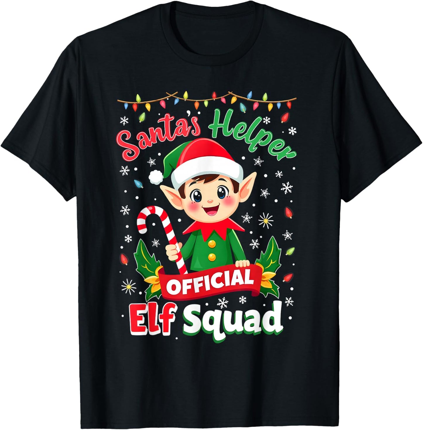 Elf Squad Santa's Holiday Helper Cute Elves Family Group T-Shirt - T-Shirt | Black