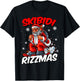 Retro Skibidi Rizzmas Funny Santa Clause Skiing_Xmas T-Shirt - T-Shirt | Black