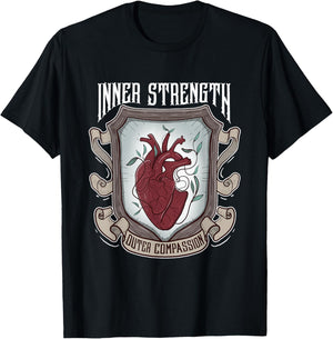 Inner Strength Outer Compassion Social Phobia Anxiety T-Shirt - T-Shirt | Black