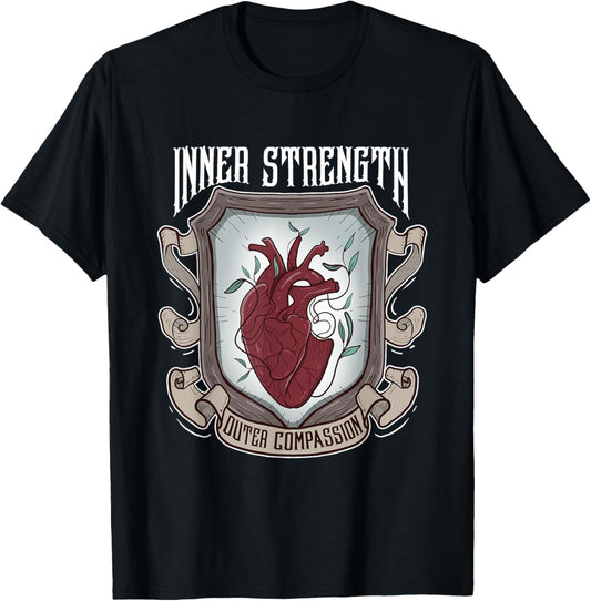 Inner Strength Outer Compassion Social Phobia Anxiety T-Shirt - T-Shirt | Black