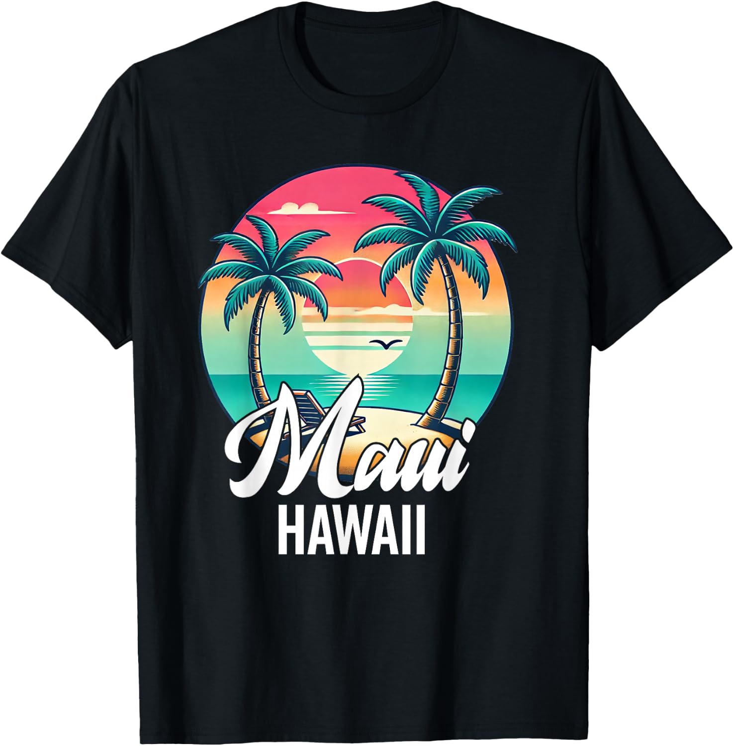 Maui Hawaii Souvenir Vacation Hawaiian Men Women Reminder T-Shirt - T-Shirt | Black